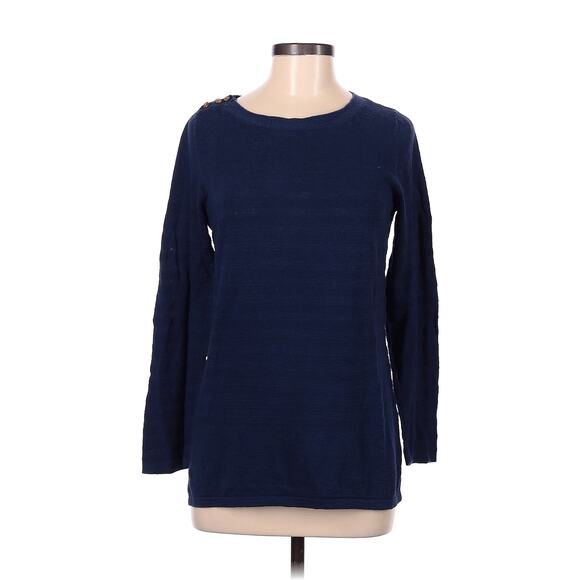 Banana Republic Shoulder Button Crew Neck Pullover Sweater Blue Size Medium - Picture 1 of 9